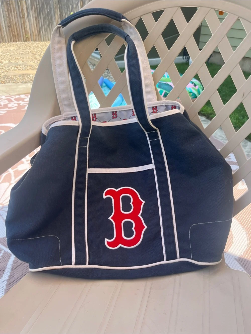 Boston Red Sox Navy Canvas Duffel Tote with Red 'B' Logo